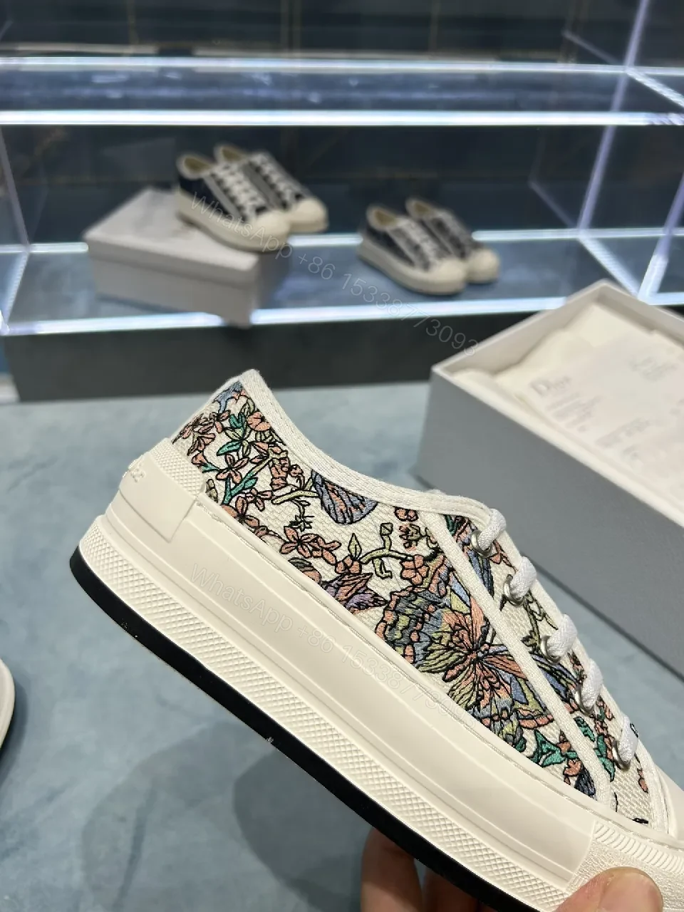 View 4 of Street-Chic Dior-Print Low-Top Sneakers