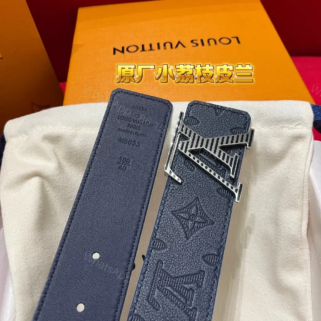 View 2 of Bold Signature Strap Belt: Monogram LV-Inspired Buckle Belt