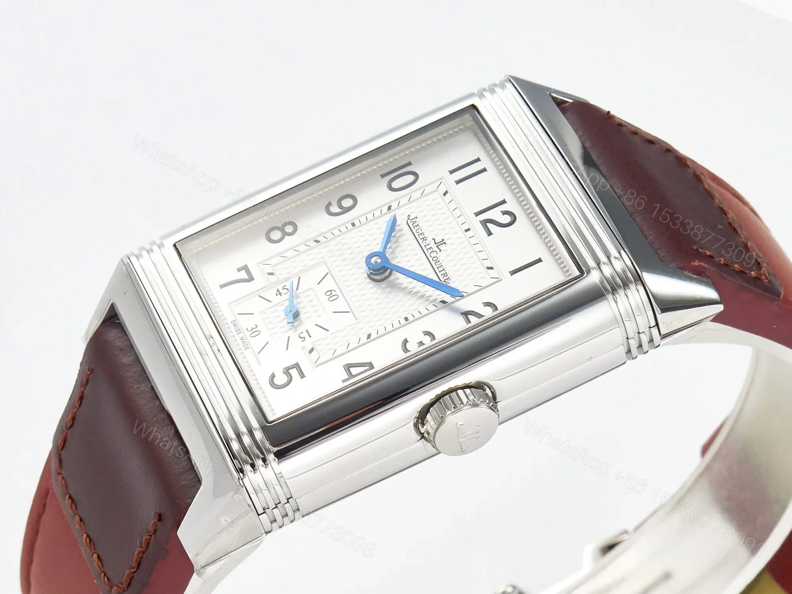 View 7 of Reverso Classic Duoface Small Seconds SS MGF Best Edition White Guilloché Dial on Red Leather Strap A854A