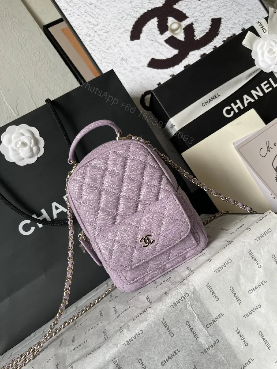 View 2 of Lavender Quilted Mini Crossbody — Luxe Everyday Bag
