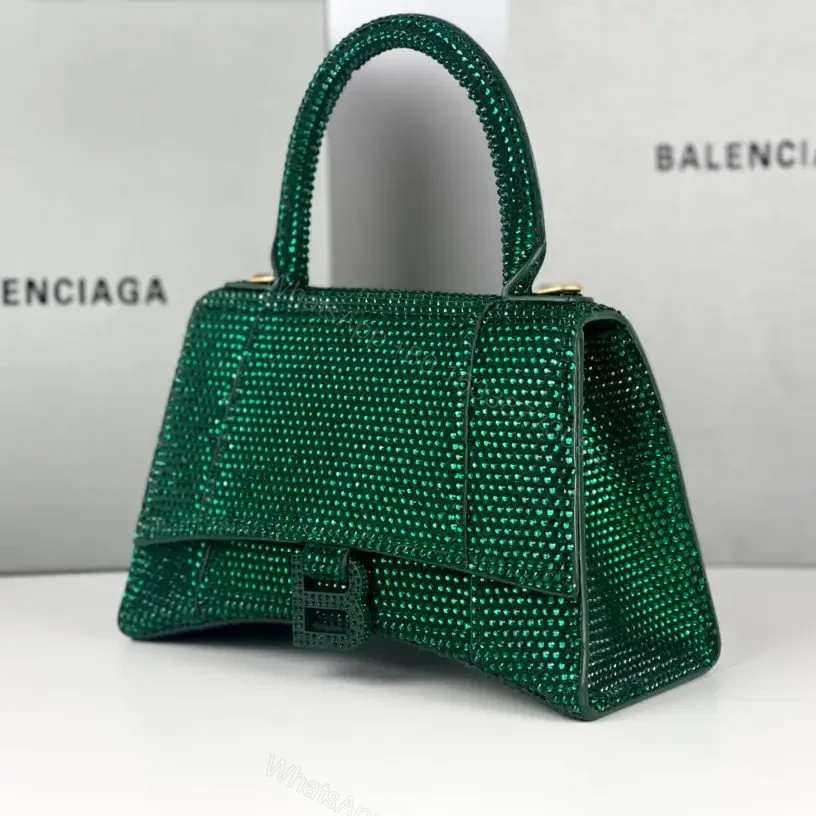 View 8 of 高仿Balenciaga*Hourglass系列沙漏包滿鑽綠色S