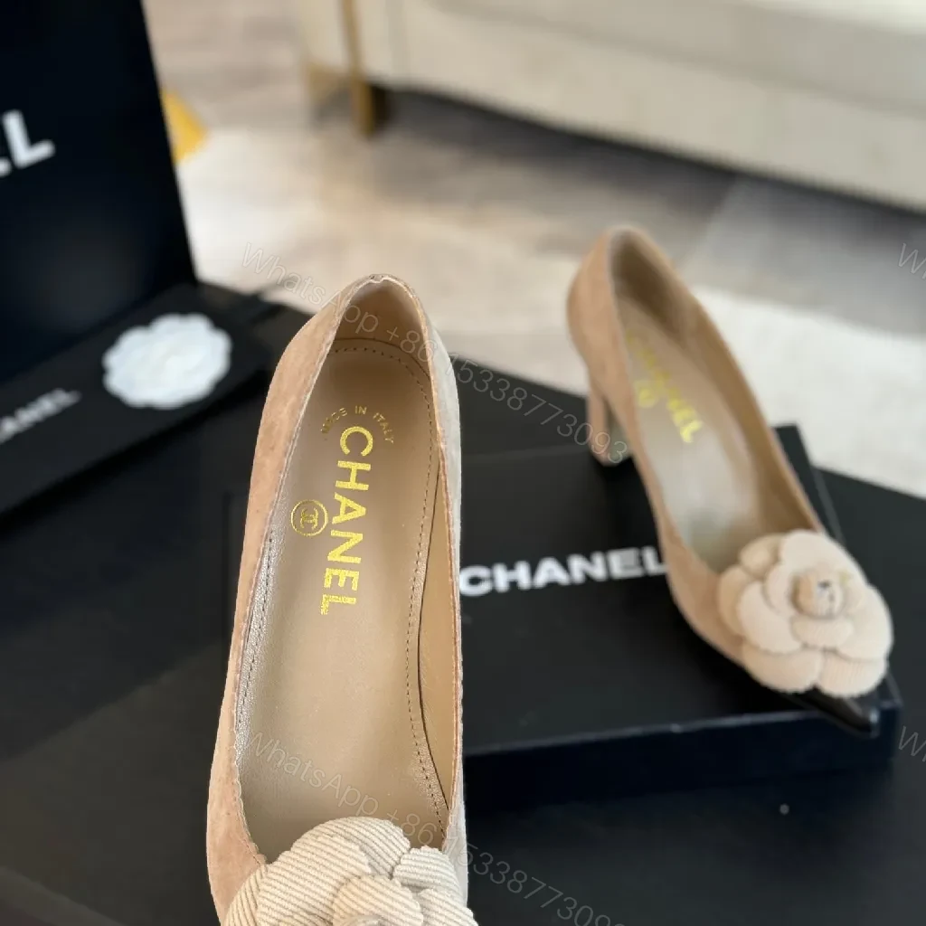 View 8 of Refined Lace-Flower Chanel-Style Pointed-Toe Pumps