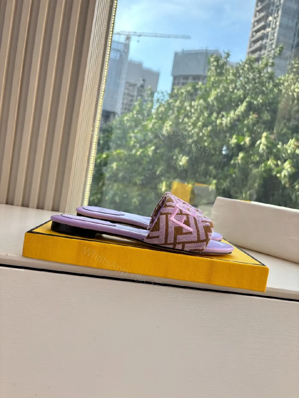View 2 of Soft Lilac + Monogram Slide + Chic Comfort + Premium Comfort + Slide