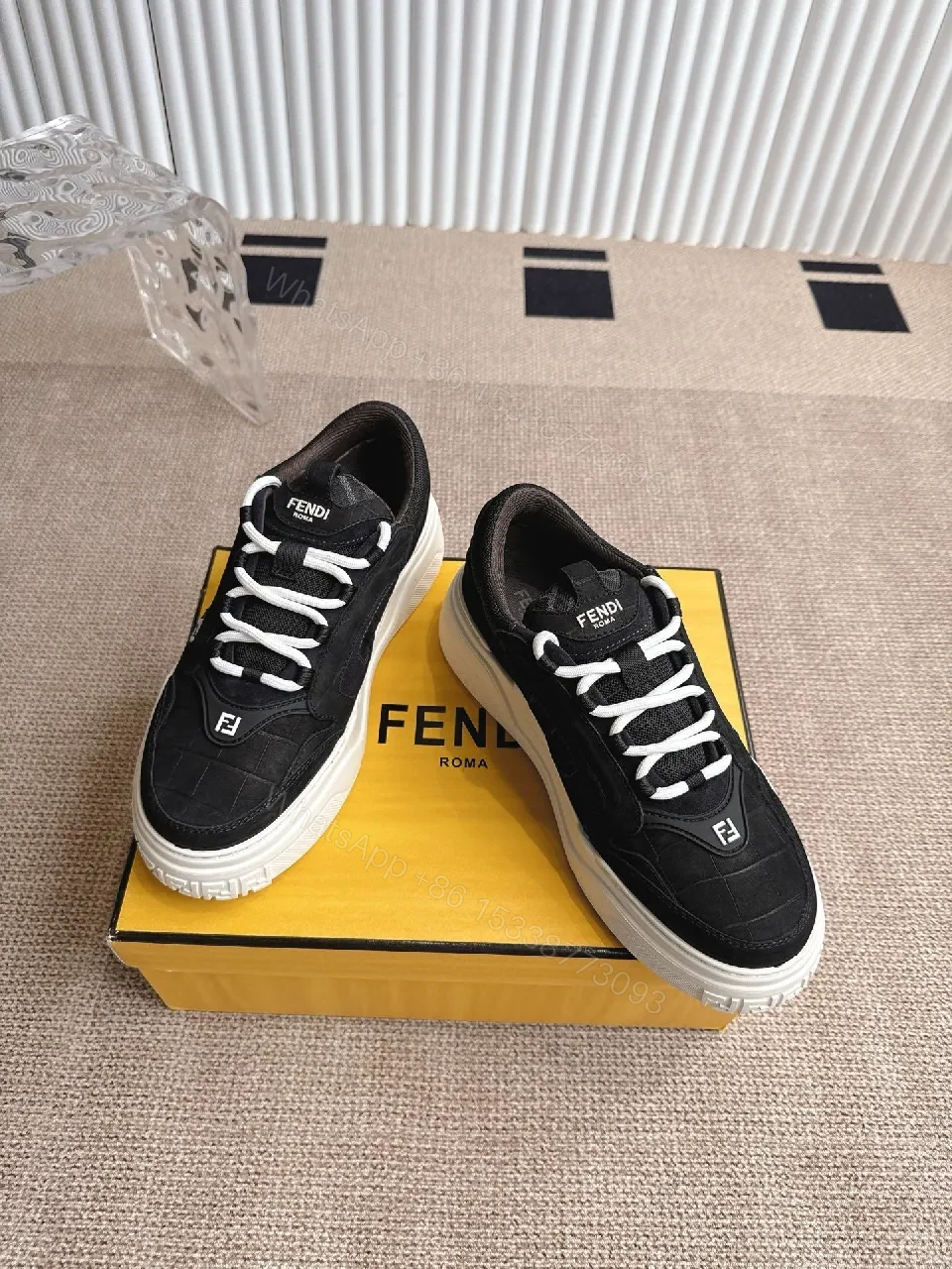 Bold-Quilted Black High-Top Trainers with Luxe Detail — view 1