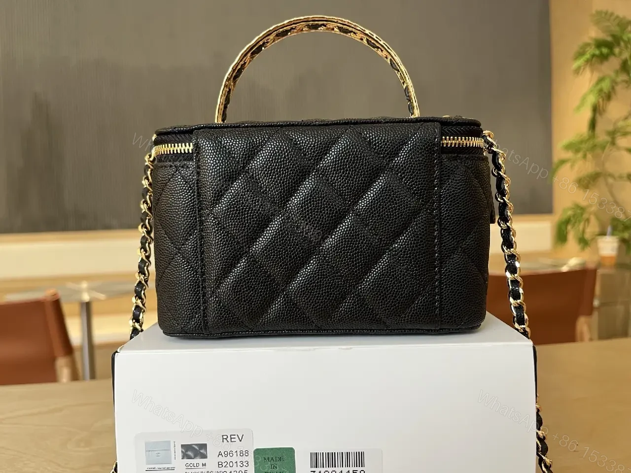 View 6 of Quilted Mini Bag - Gold Chain, Leatherette, Luxe Charm, Compact Carryall