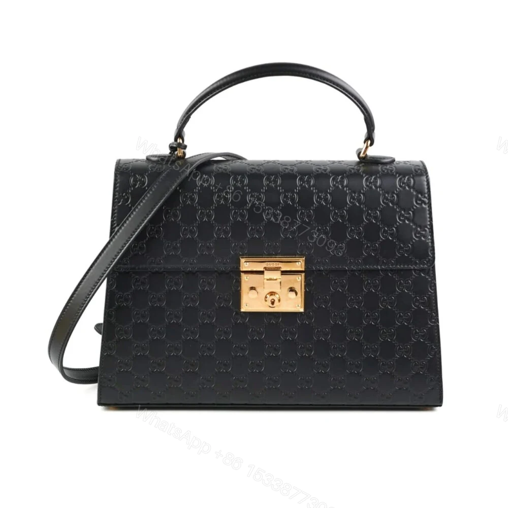 Gucci Padlock Medium Top Handle Bag Black 28Cm — view 1
