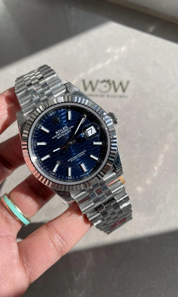 View 3 of VSF Factory 1:1 Rolex Datejust 41mm 126334 904L SS Fluted Bezel Patterned Blue MOTIF Dial VS3235