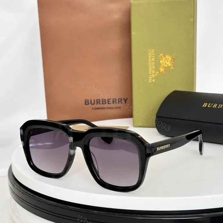 View 2 of Bold White Frame Sunglasses - Burberry Gradient Lenses, Modern Luxury