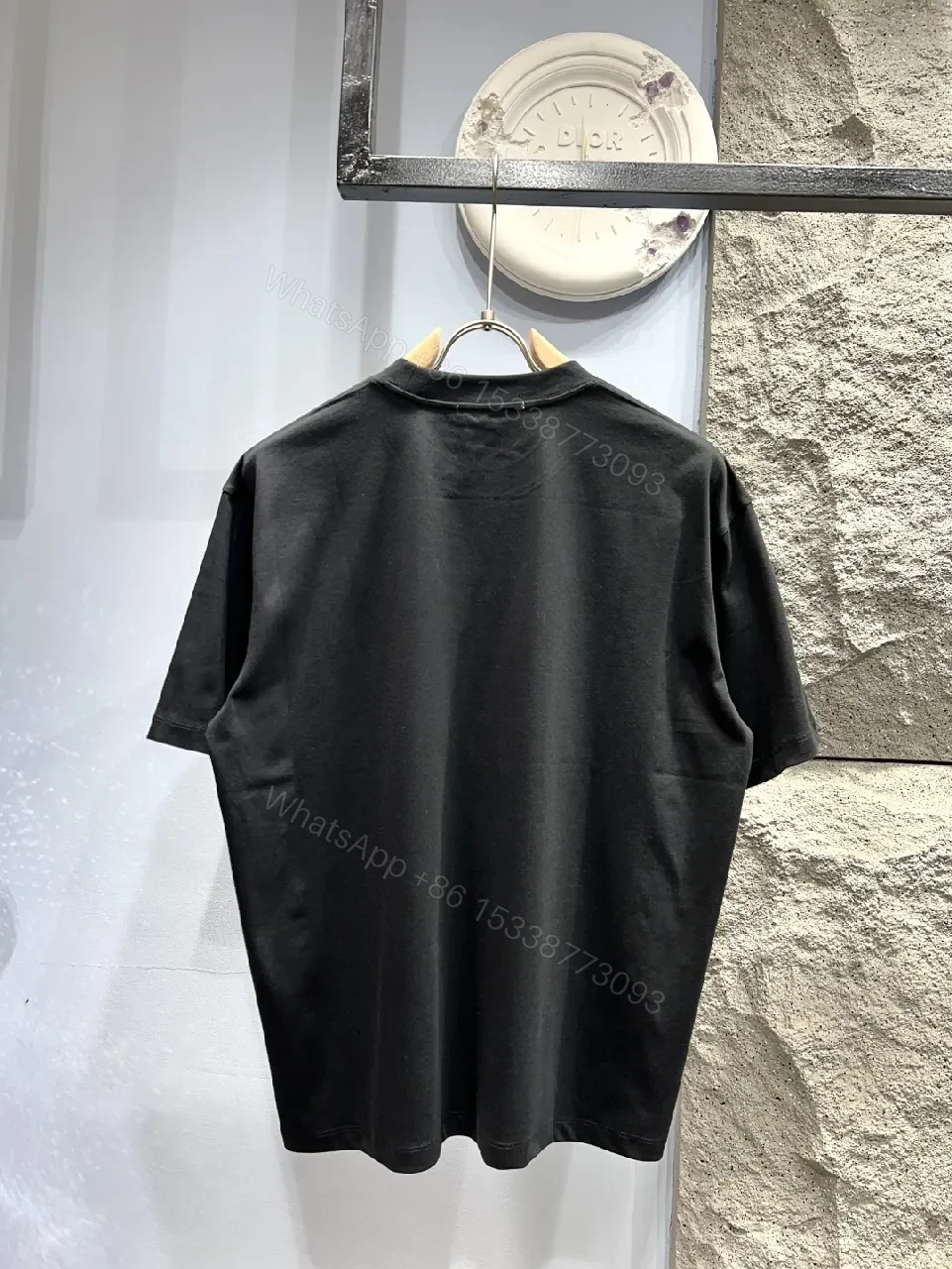 View 7 of Black Cotton Tee — Subtle Luxury Graphic Top