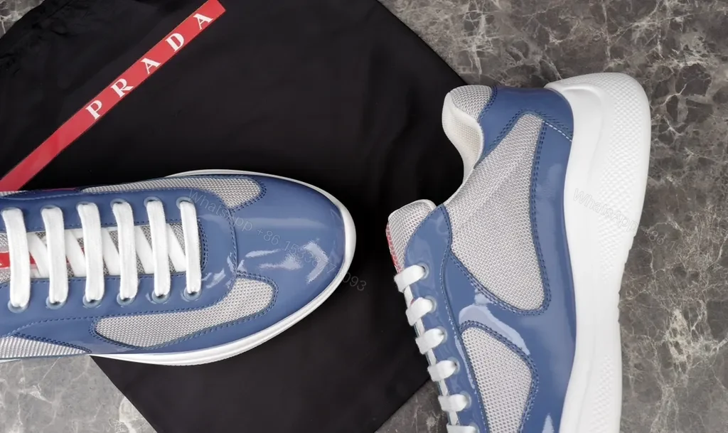 View 9 of Blue-Tone Prada-Inspired Low-Top Sneakers: Everyday Luxury Comfort