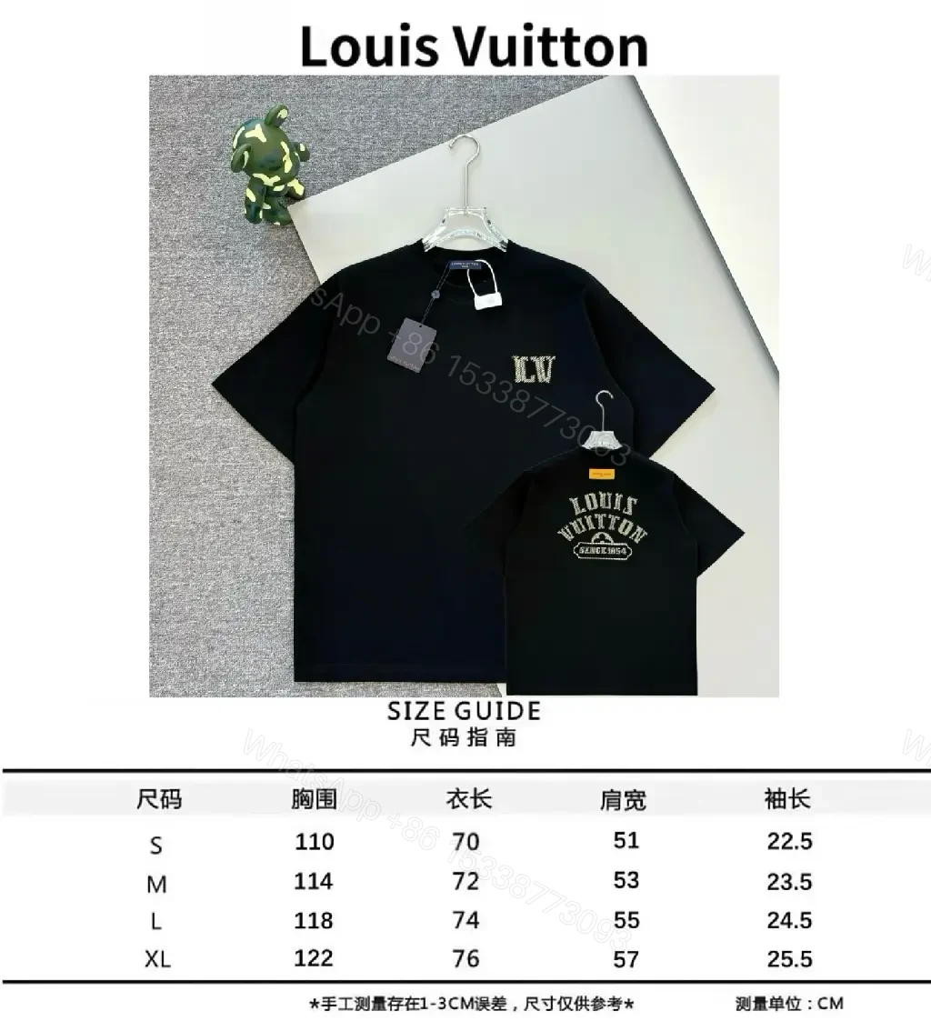 View 7 of Black Crystal-Embellished LV Tee: Premium Minimalist Style