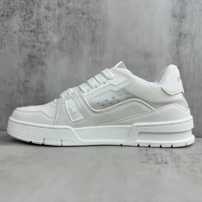 View 5 of White Leather Sneaker: Subtle LV Detailing, All-Day Comfort