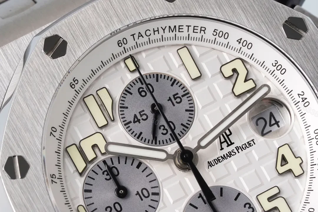 View 4 of JF Factory Audemars Piguet Royal Oak Offshore Stainless Steel Bracelet Watch with Exclusive 4404 Chronograph Movement – Silver Dial