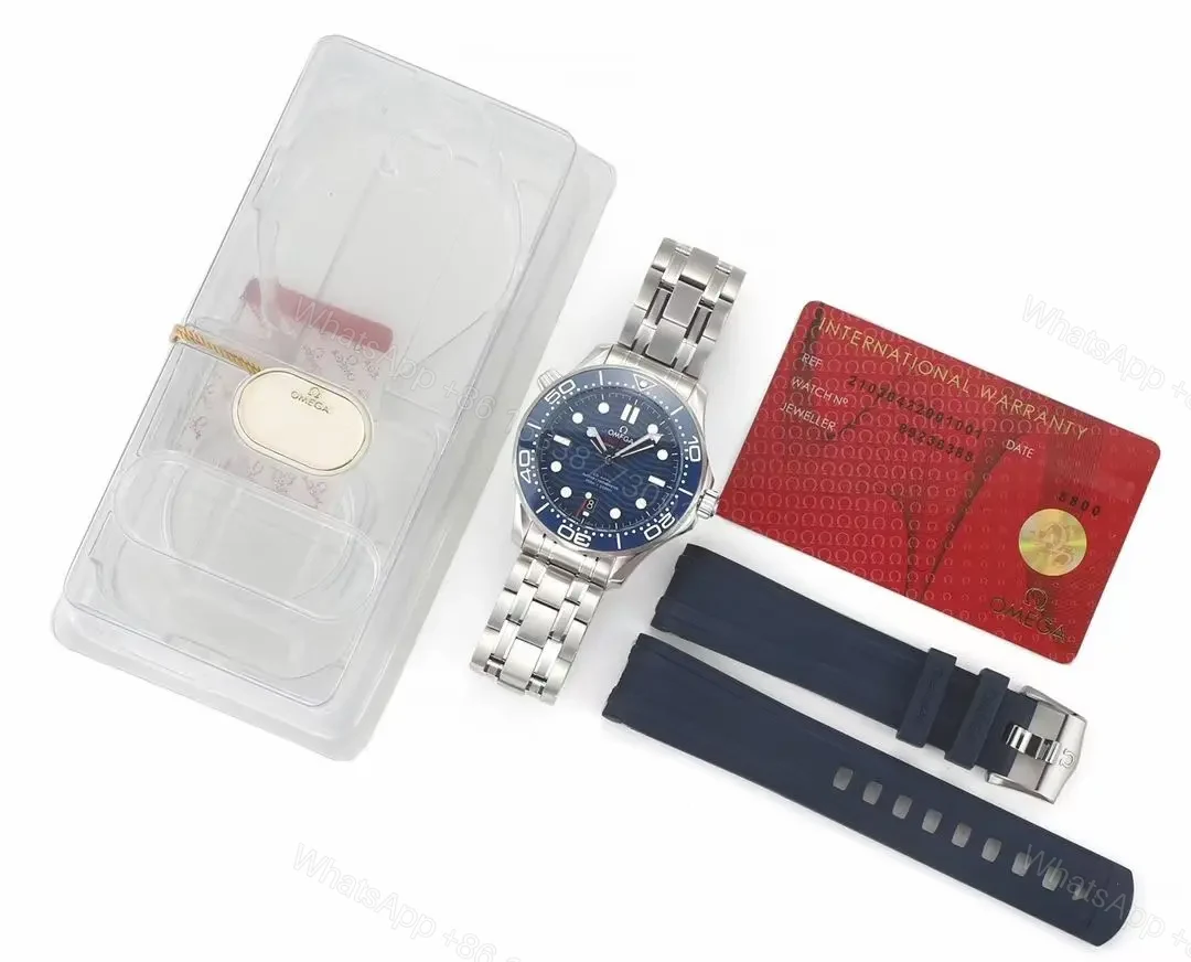 View 9 of Omega Seamaster Diver 300M Co-Axial Master Chronometer 42mm Stainless Steel Watch with Blue Ceramic Bezel and Dial