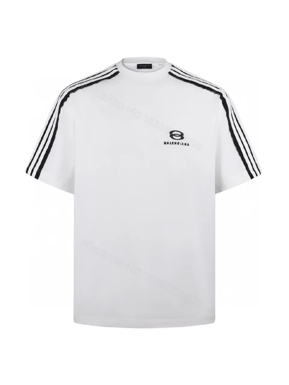 View 10 of White Textile Athletic Tee Balenciaga Logo Short-Sleeve T-Shirt