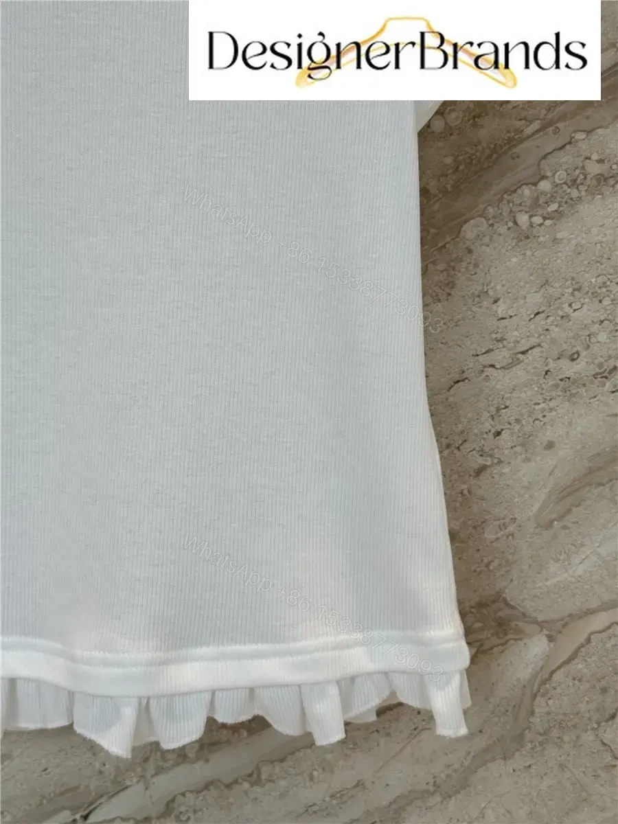 View 7 of LOEWE Paula Ibiza White Cotton-Blend Ruffled Vest