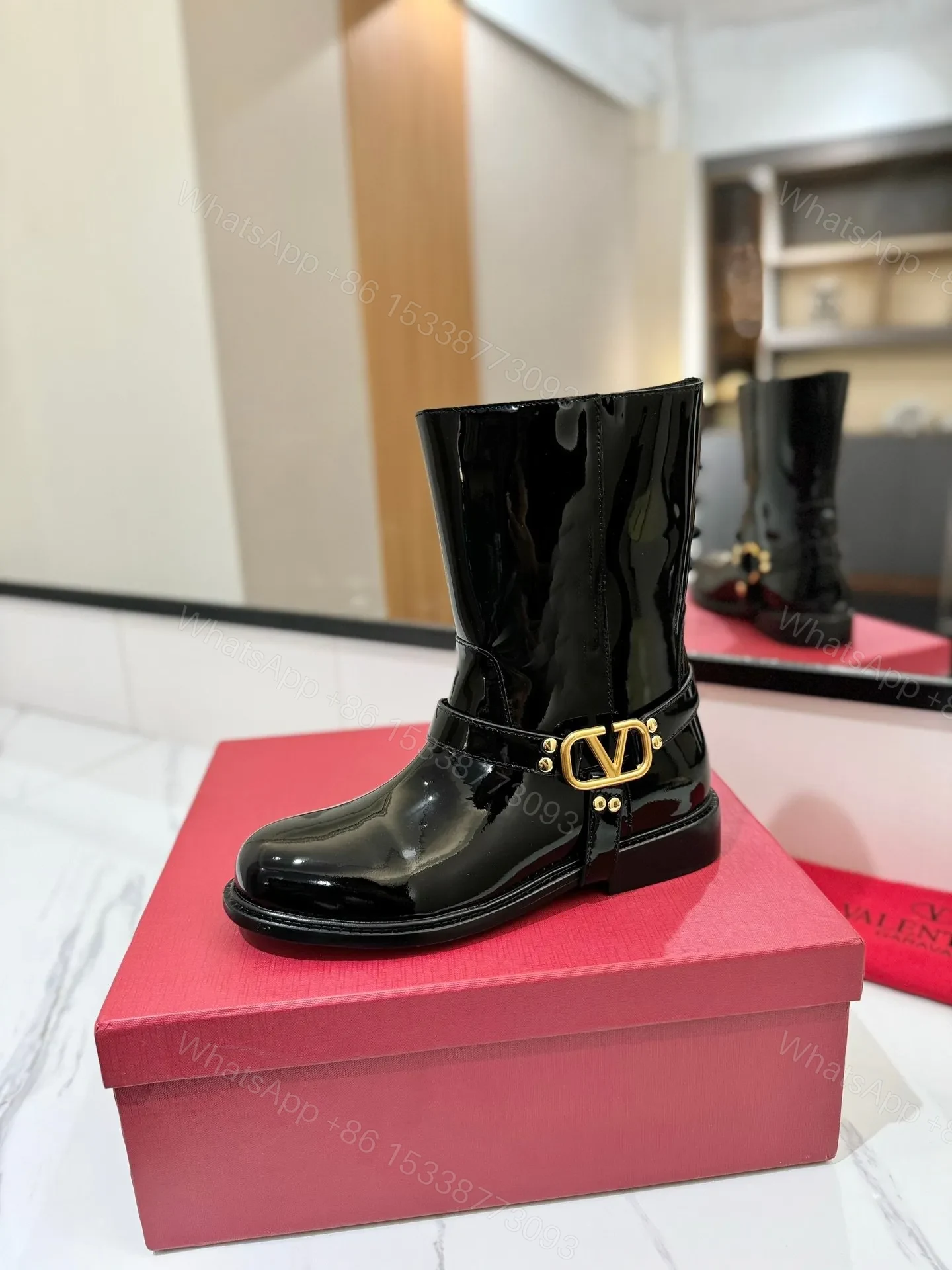 View 5 of Valentino Women Black Patent Leather Boots