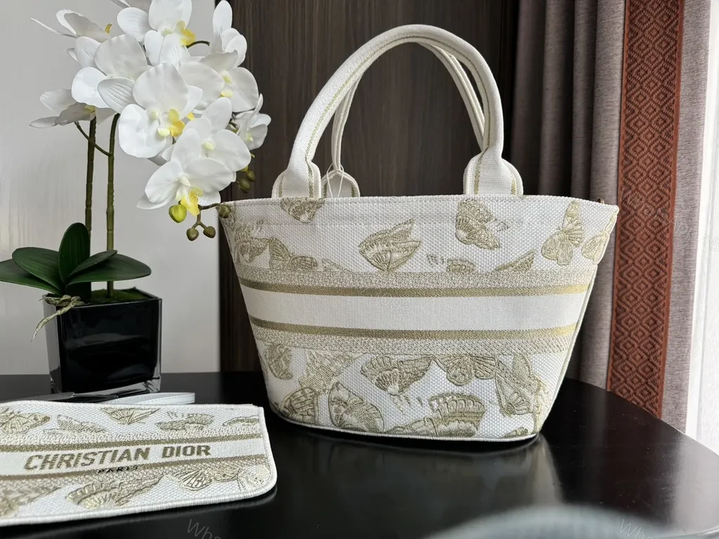 View 2 of Ivory Jacquard Tote: Dior-Inspired Logo, All-Day Luxe