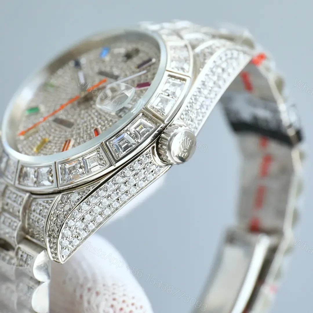 View 4 of Premium Rolex Datejust Full Diamond Silver replica 41MM President Bracelet Edition rolex-datejust-full-diamond-silver-replica-41mm