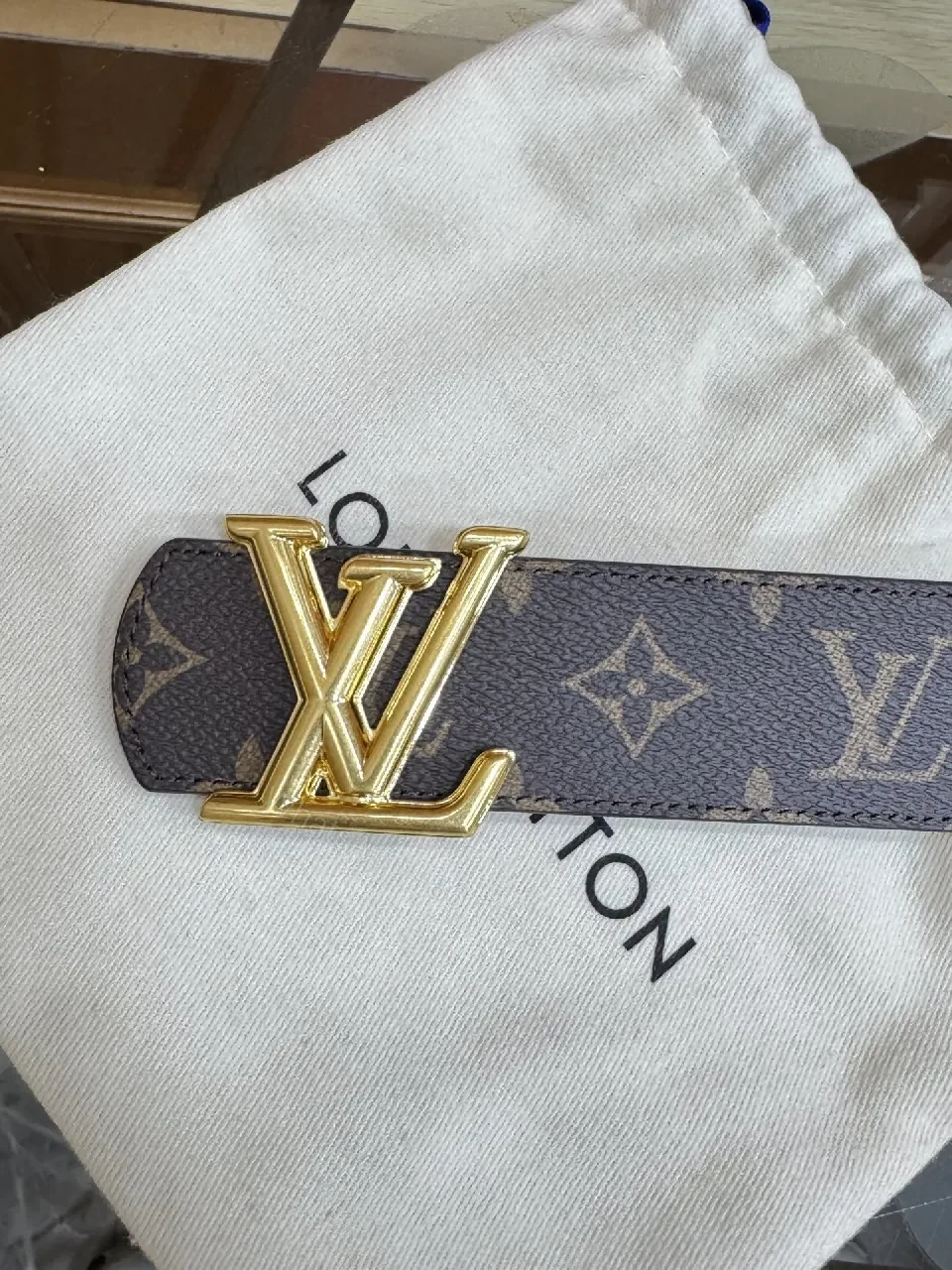 View 6 of Chic Monogram Belt with Gold Buckle - Premium Couture-Style Accessory