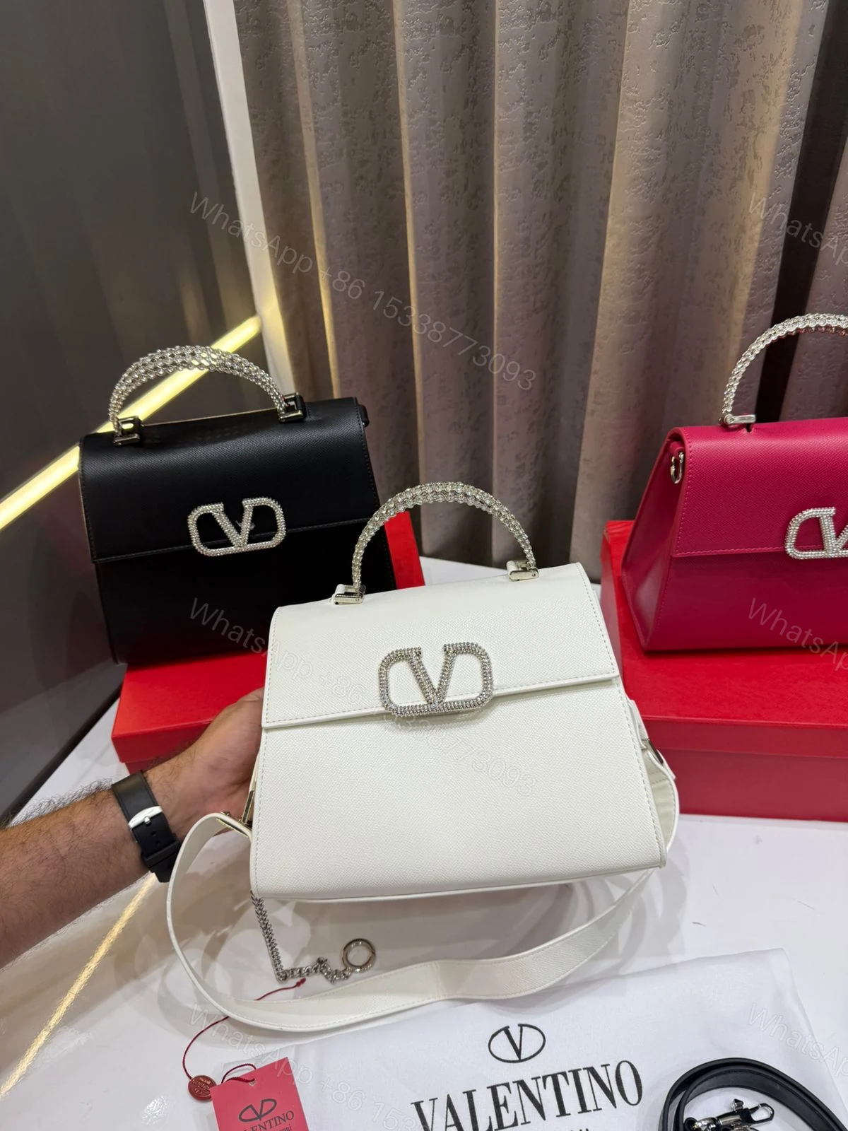 FIRST COPY VALENTINO STONE GARAVANI LOGO TOP HANDLE BAG — view 1