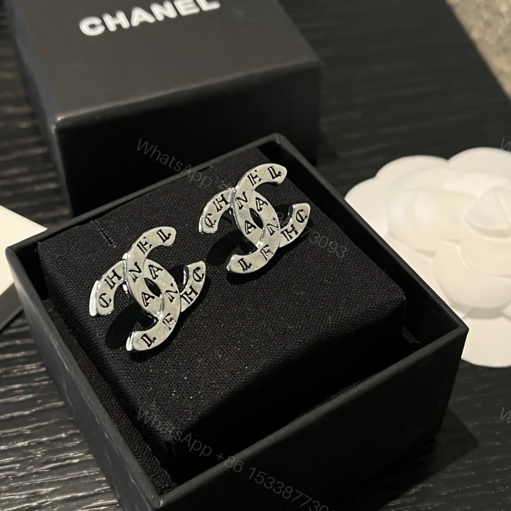 View 3 of Chanel Cc Classic Logo Earrings Silver