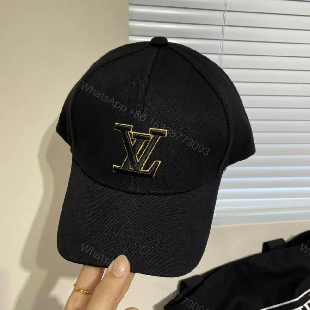 View 3 of Lux Black Cap with Gold Monogram Accent - Luxury-Casual Style
