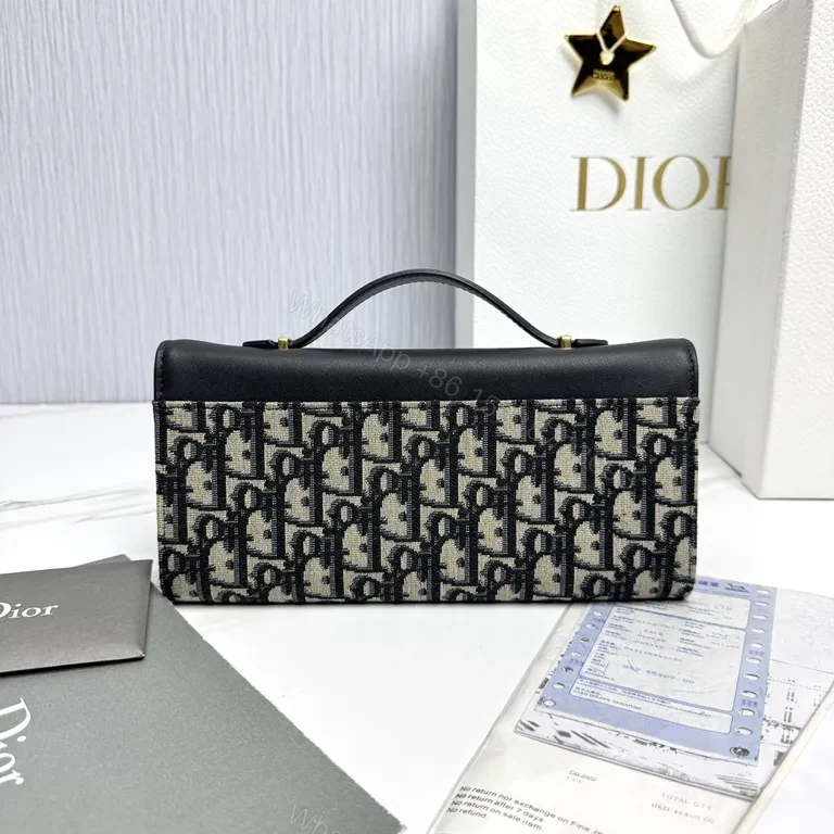 View 3 of Structured Chic Crossbody: Dior-Inspired Leather & Jacquard Bag