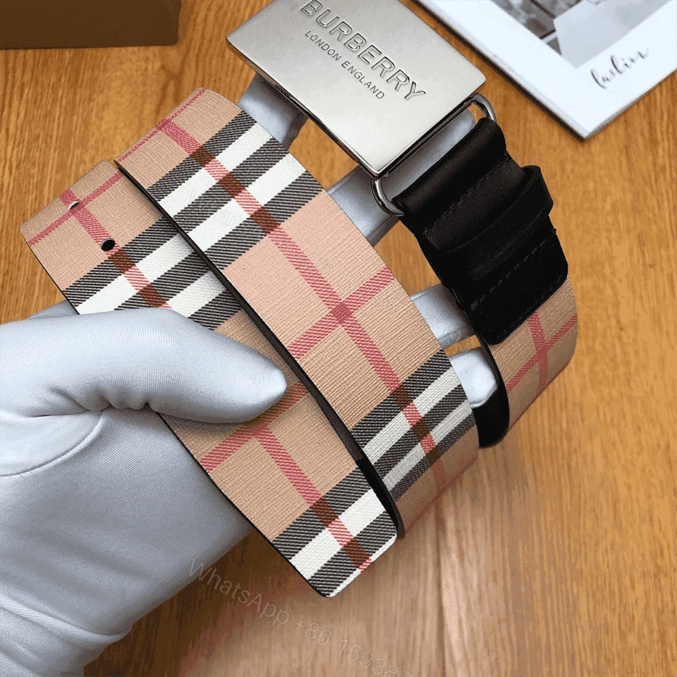 View 8 of BURBERRY PLAQUE BUCKLE VINTAGE CHECK E-CANVAS BELT – B23