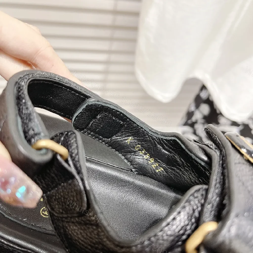 View 2 of Chic Black Leather Sandals with Signature Hardware