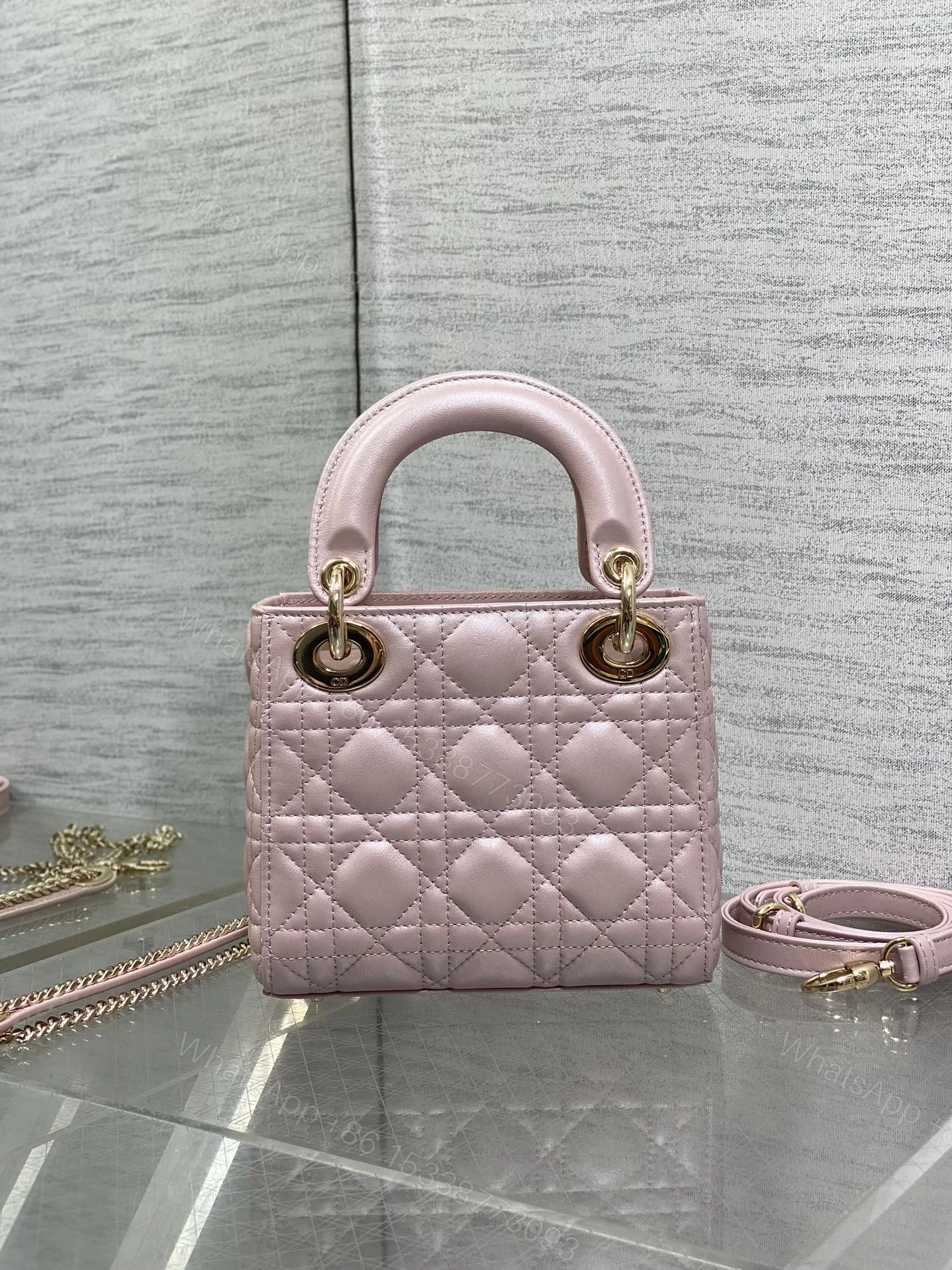 View 2 of DIOR LADY DIOR MINI PINK GOLD HARDWARE