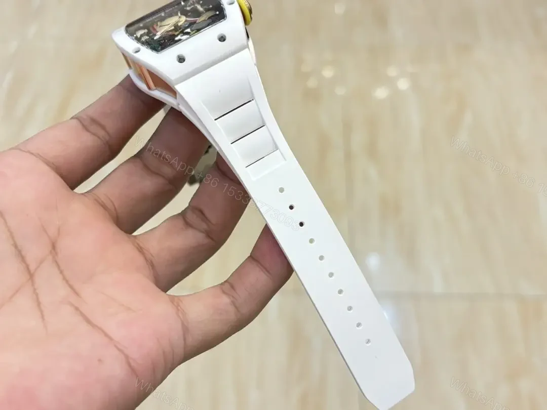View 5 of Replica Richard Mille RM 88 Smiley Swiss Automatic Tourbillon White Rubber Strap