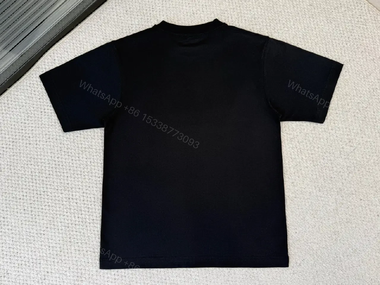 View 2 of Black Cotton Tee — Modern Luxe Graphic Statement Top