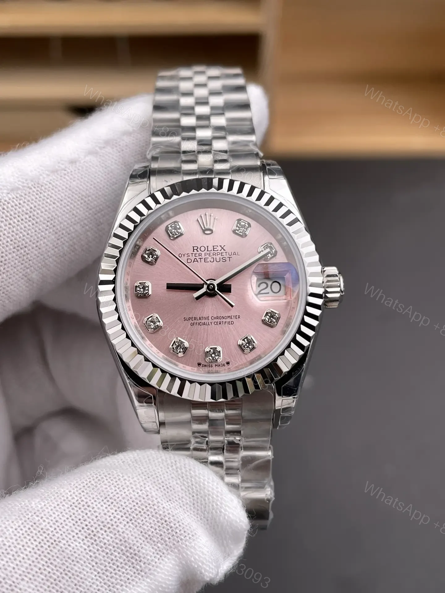 View 3 of Rolex Datejust 28mm Pink Diamond Dial Automatic Watch RLX-DJ-28-PNK-DIA-2671