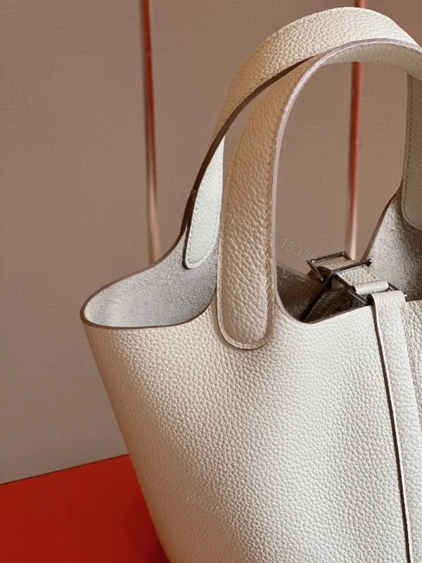 View 4 of Hermes Picotin 18 White Togo Leather Sliver Hardware