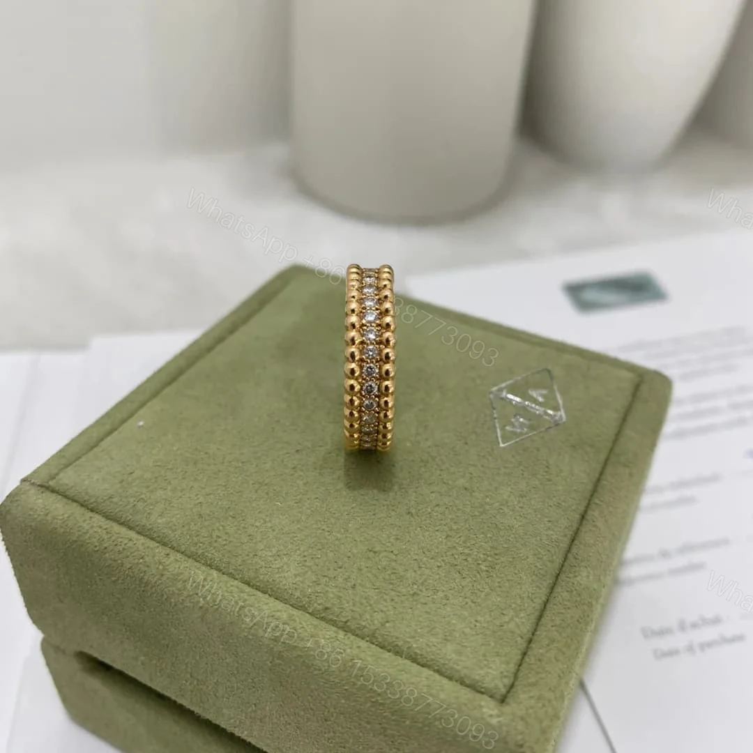 View 2 of 18K Yellow Gold Van Cleef & Arpels Perlée Diamond Ring 1 Rows VCARP4E100