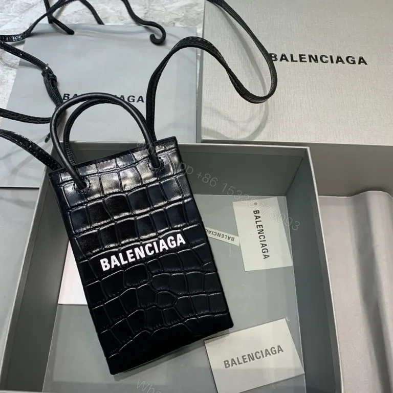 Balenciaga Crocodile-Texture Structured Carry Bag — view 1