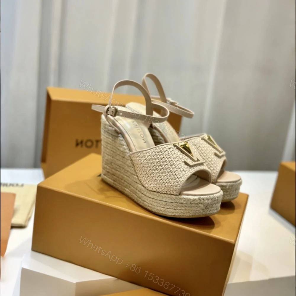 View 3 of LOUIS VUITTON MARE WEDGE SANDALS NATURAL BEIGE 1AHLM0