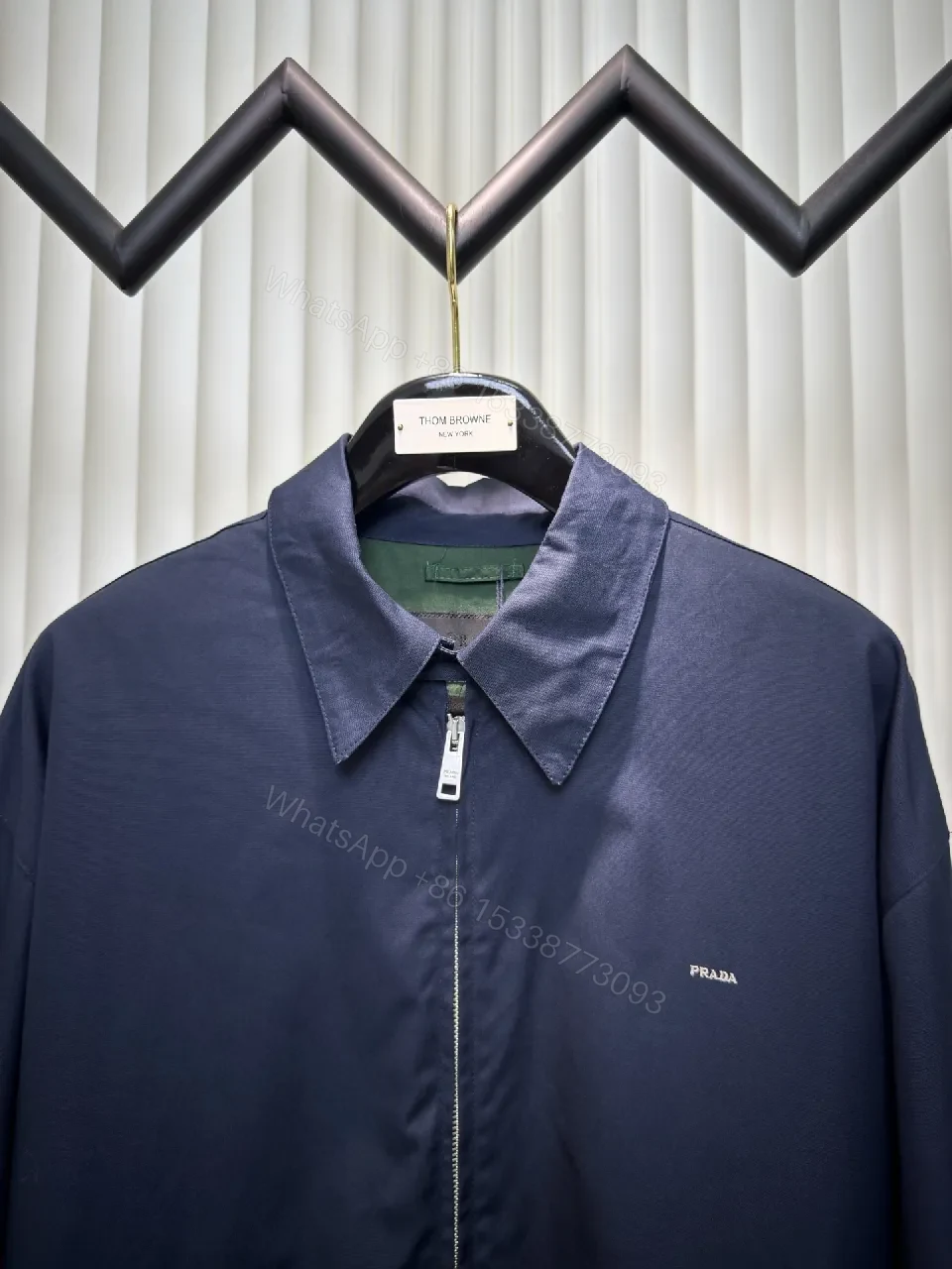 View 3 of Navy Windbreaker: Minimalist Luxe Light Shell, Subtle Logo