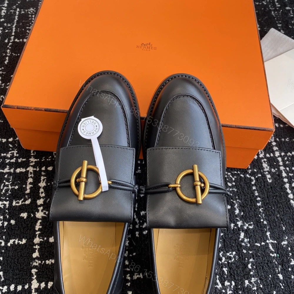 View 5 of 高仿Hermes*H241143Z02塔扣小羊皮樂福鞋黑色免檢版
