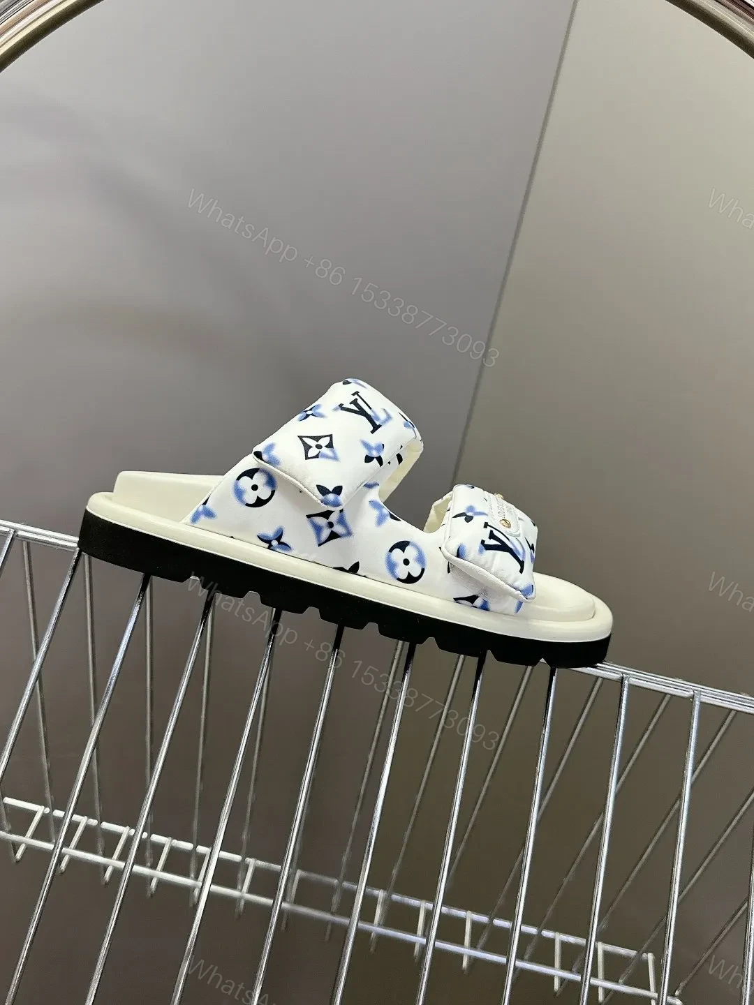 View 6 of LV Women White Printed Fabric Sandals