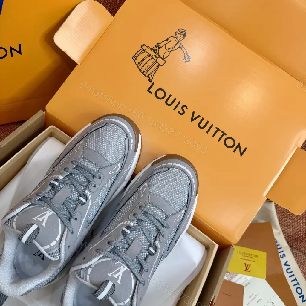 View 10 of Gray Mesh Leather Details Modern Durable Support Sneakers