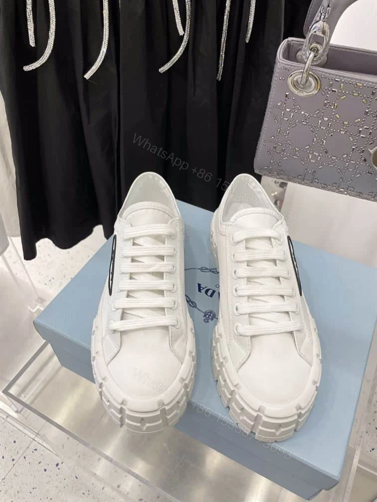View 3 of PRADA DOUBLE WHEEL RE-NYLON GABARDINE SNEAKERS WHITE – PRD083