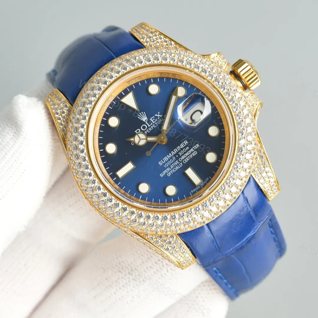 View 2 of Rolex Submariner Water Ghost Gold Diamond Collection Crocodile Leather Watch RLX-SUB-WG-GOLD-DIA-LEATHER