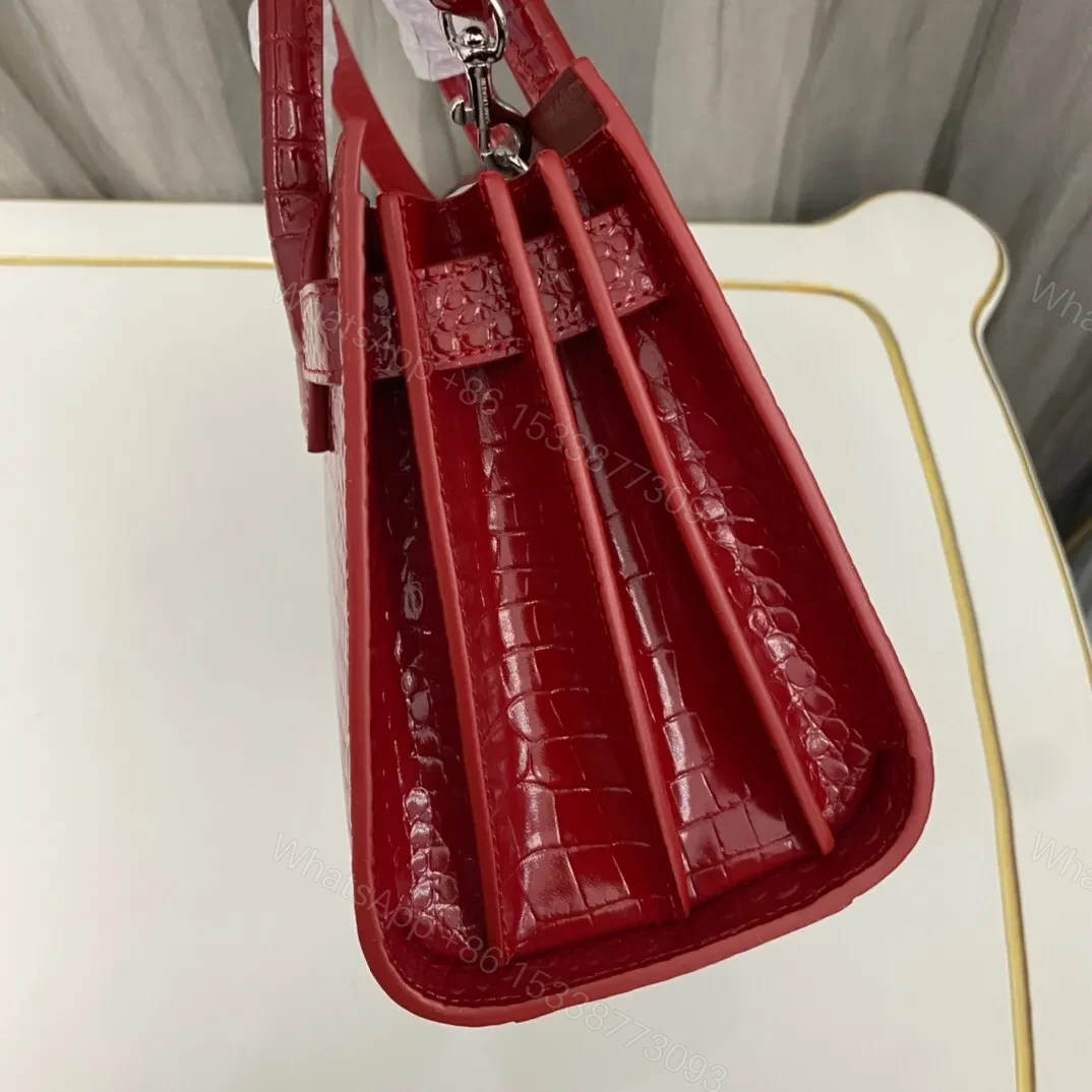 View 2 of Saint Laurent Paris Saint Laurent Red Croc Embossed Leather Nano Classic Sac De Jour Tote
