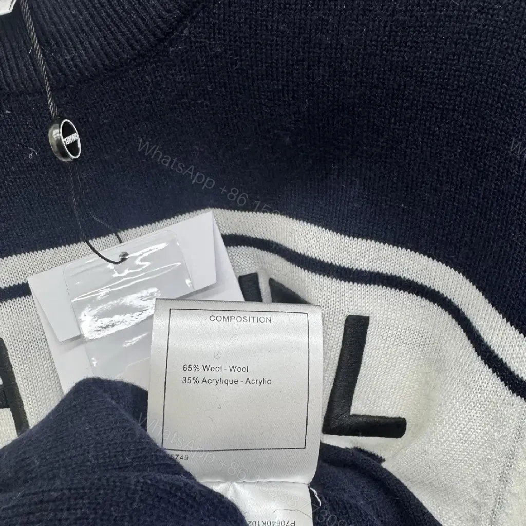 View 5 of Navy Knit Crest Band Sweater - Modern, Premium Casual