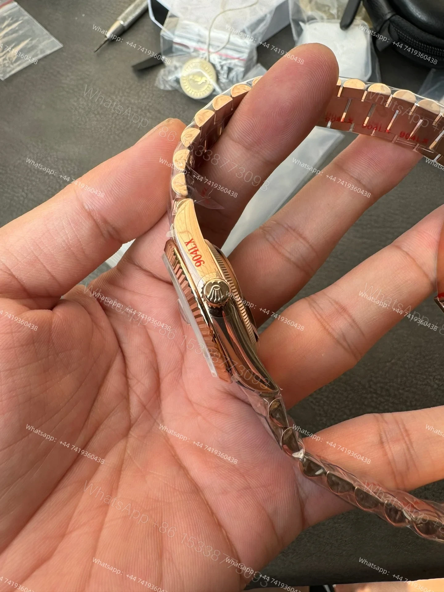 View 7 of Rolex Day-Date M128235-0085 1:1 Replica Rose Gold Turquoise Dial 36MM 3255 Movement Presidential Bracelet Super Clone Watch