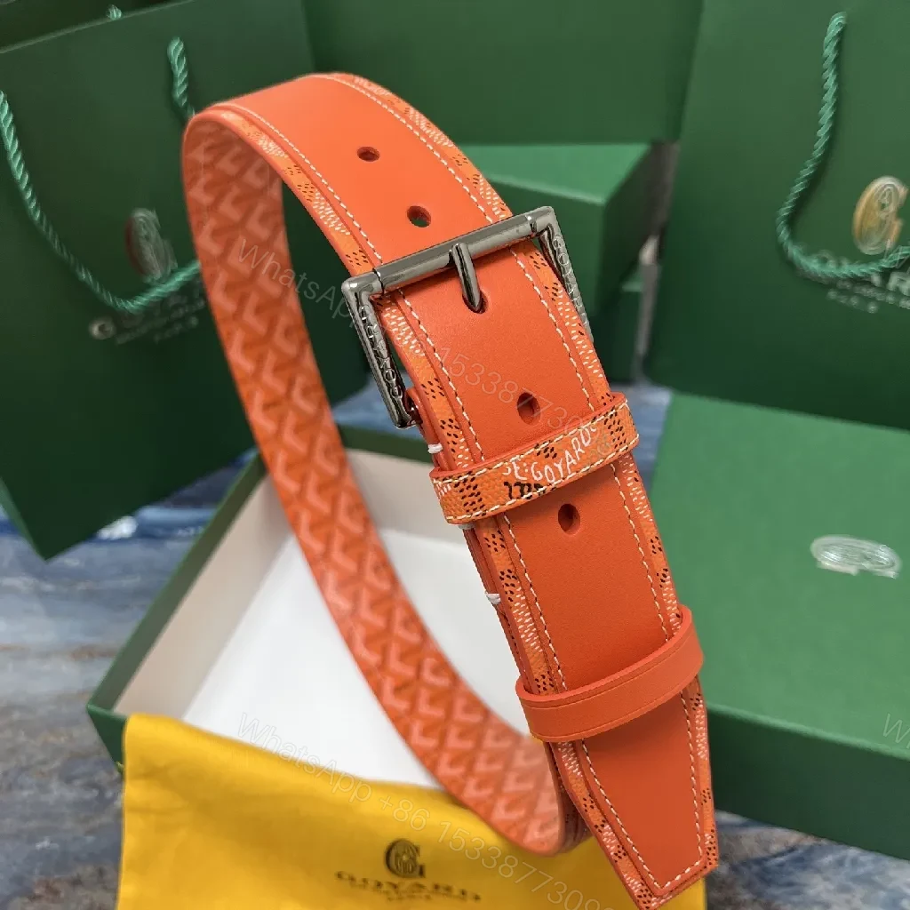 View 5 of Bright Orange Leather Belted Sandal with Goyard Pattern