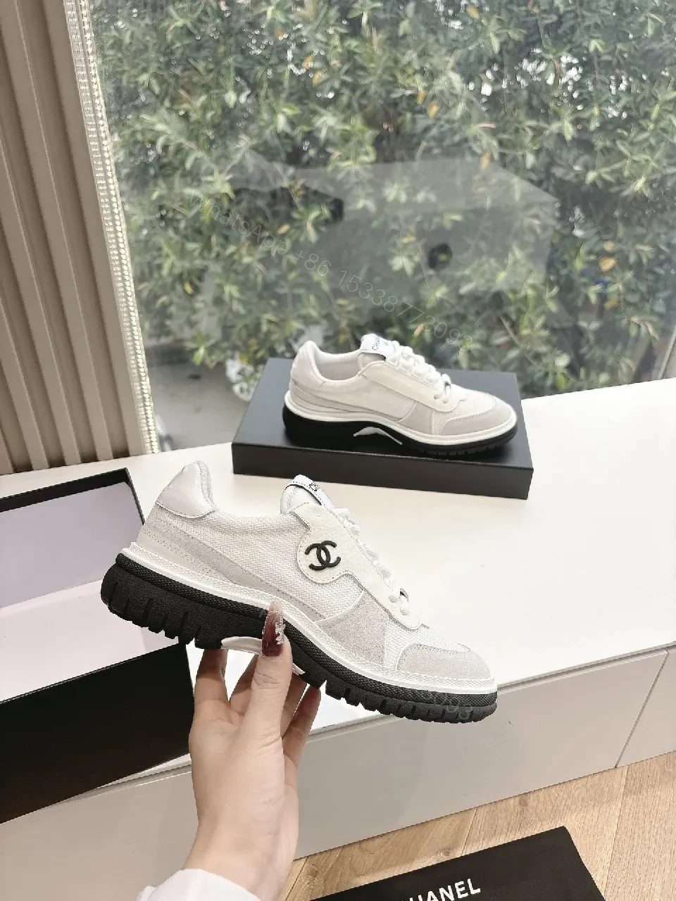 View 6 of White Luxe Sneaker: Premium Mesh, Classic Detailing, High-Top Style
