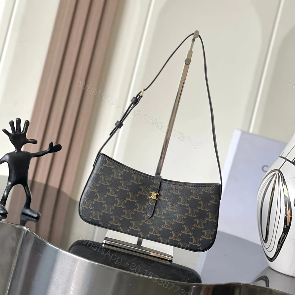 View 2 of Celine TINA SHOULDER BAG IN Triomphe canvas